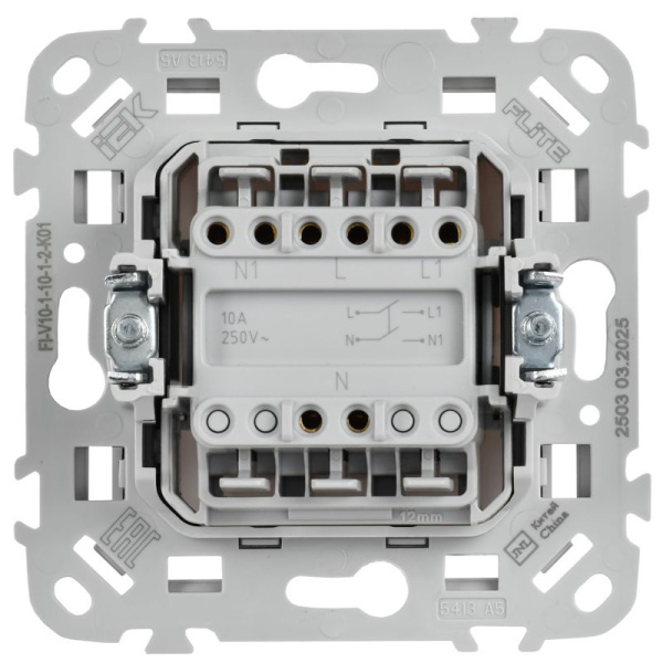 Выключатель 1-кл. 2п СП FLITE ВС6/21-1-2-ФлБ 10А механизм бел. IEK FI-V10-1-10-1-2-K01