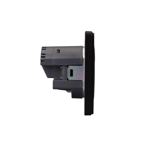 Розетка 1-м СП ROUND MIELE 16А с заземл. защ. шторки с USB A+C быстрой зарядки 5В/3А оникс Kranz KR-78-0704-3