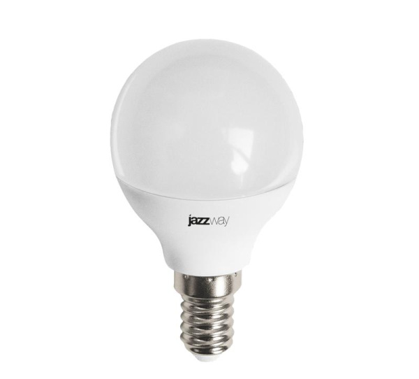 Лампа светодиодная PLED-LX 8Вт G45 шар матовая 5000К холод. бел. E14 JazzWay 5028623