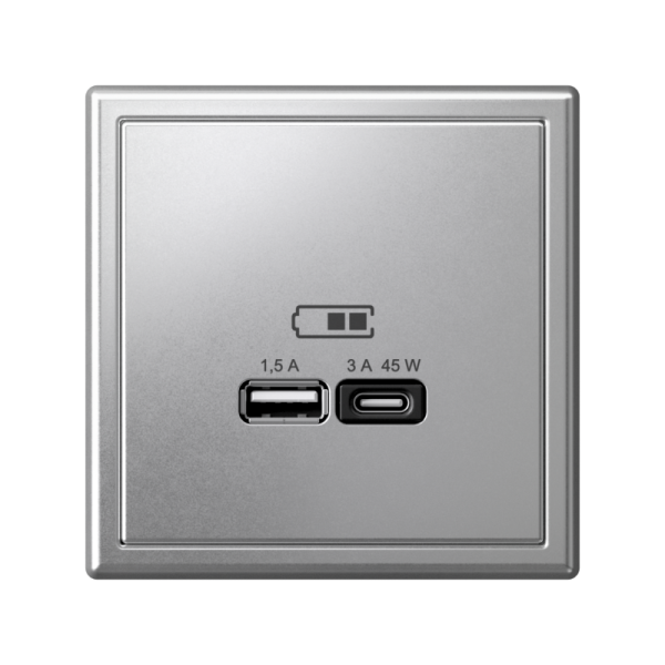Розетка USB ArtGallery тип A+C 45Вт QC PD высокоскор. ЗУ механизм алюм. SE GAL000329