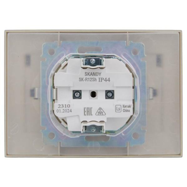 Розетка 2-м SKANDY 16А IP44 с крышкой в сборе SK-R12Sh шампань IEK SK-R26-16-44-K37-F