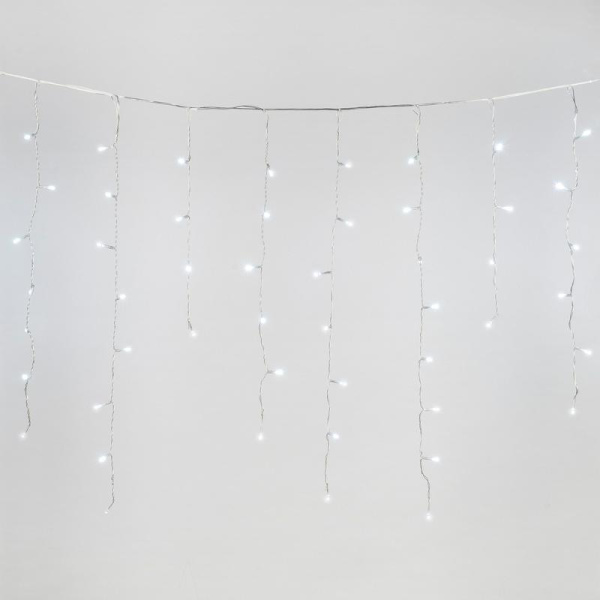 Гирлянда светодиодная "Бахрома" ULD-B20007-480/DTA/RC WHITE IP44 20м 480LED бел. с пультом провод прозр. Uniel UL-00008559