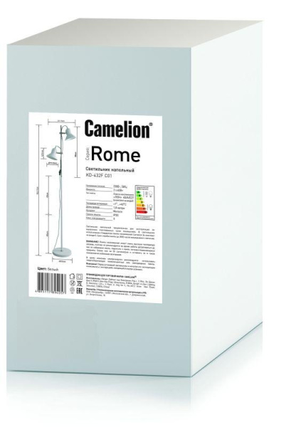 Светильник напольный KD-432F C01 Rome 2х E27 40Вт 230В бел. Camelion 14552