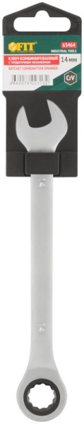 Ключ комбинированный трещоточный CrV реверсивный механизм 14мм FIT 63464
