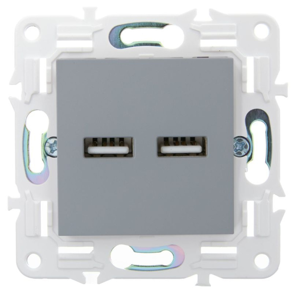 Розетка USB A+A 3.1А SKANDY SK-R15Gr сер. IEK SK-U21-D31-K03