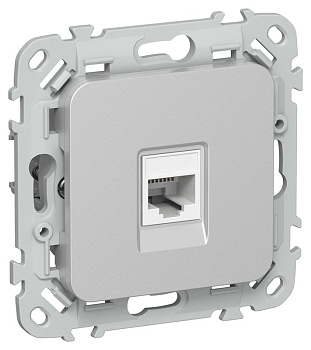 Розетка компьютерная СП FLITE РК5е-1-0-ФлА RJ45 кат.5E UTP механизм алюм. IEK FI-K12-1-K47