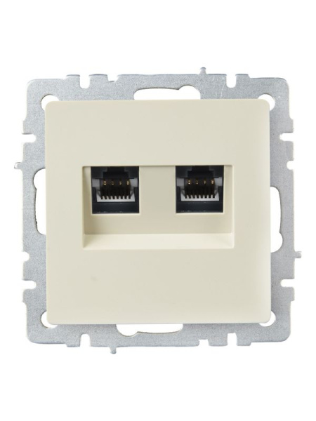 Розетка компьютерная двойн. СП RJ45 кат.5E BRITE РК10-2-БрКр механизм беж. IEK BR-K20-1-K10