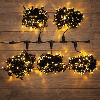 Гирлянда светодиодная "LED ClipLight" 5 нитей х20м 665LED тепл. бел. 50Вт 24В IP65 эффект мерцания flashing бел. Neon-Night 323-606