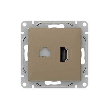 Розетка СП Эпика HDMI + RJ45 кат.5 механизм шампань EKF UP1-SOC-HDMI-RJ45