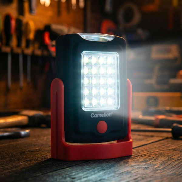 Фонарь универсальный E1442 LED+SMD 3XR03 магн. пластик. блистер-пакет черн./красн. Camelion 16209