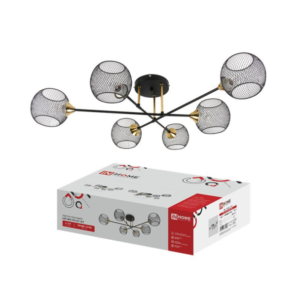 Люстра LOFT NET-CN-6E27-BLТ 6хE27 IP40 под лампу черн. латунь IN HOME 4690612068350
