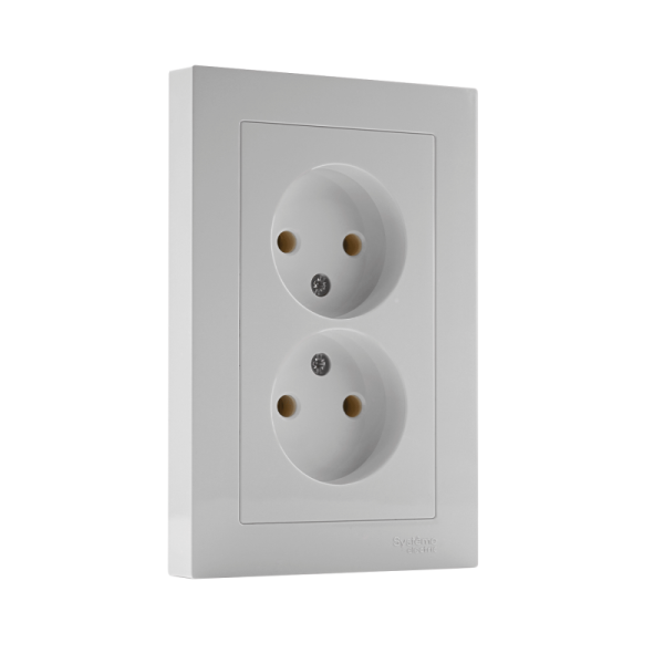 Розетка 2-м СП AtlasDesign 16А IP20 без заземл. в сборе бел. SE ATN000120