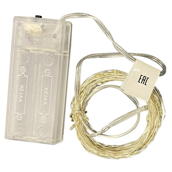 Гирлянда LED на батарейках ULD-S0500-050/SCB/2AA WHITE IP20 DEW 2AA (не в/к) "Роса" 5м 50 диодов бел. свет провод медн. Uniel UL-00007184