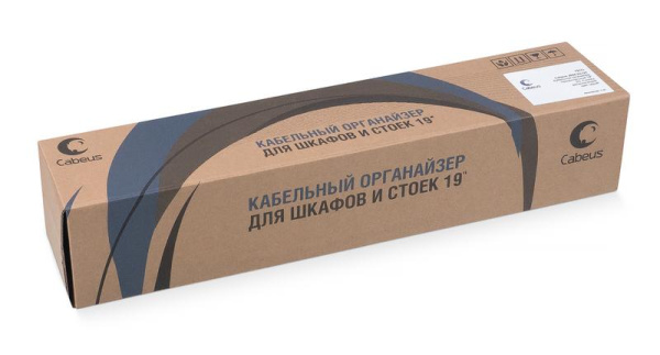 Органайзер кабельный JB08-2U-GY 19дюйм 2U горизонт. 5 колец метал. RAL7035 сер. Cabeus 7917c