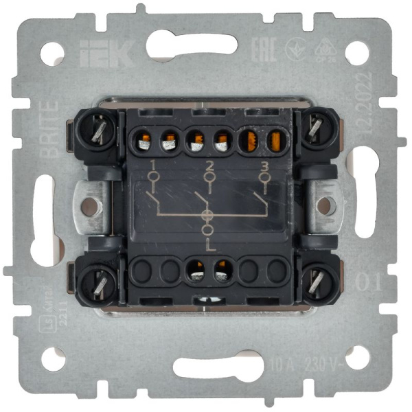 Выключатель 3-кл. Brite 10А ВС10-3-0-БрБ механизм бел. IEK BR-V30-0-10-K01-PRO