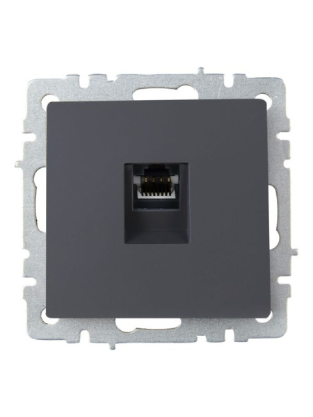 Розетка компьютерная СП RJ45 кат.6 BRITE РК11-БрГ механизм графит IEK BR-K10-2-K53