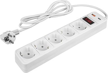 Фильтр сетевой 5х3м 10А IP20 90 882 OSP-USB-05-300-ESC-3х0.75-WH бел. ОНЛАЙТ 90882