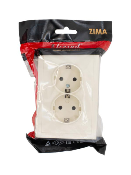 Розетка 2-м СП ZIMA 16А IP20 с заземл. с защ. от детей ПБТ безвинтовой зажим/клемма сл. кость LEZARD 704-9000-127BPCHQC