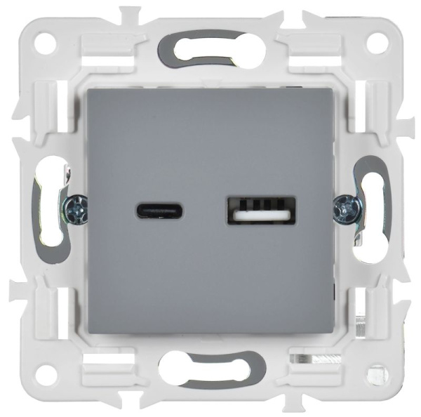 Розетка USB A+C 3.1А SKANDY SK-R14Gr сер. IEK SK-U22-D31-K03