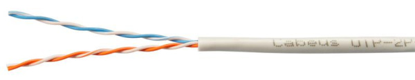 Кабель витая пара U/UTP кат.5E 2х2х24AWG solid PVC нг(А)-LS UTP-2P-Cat.5e-SOLID-GY сер. (уп.305м) Cabeus 7169c