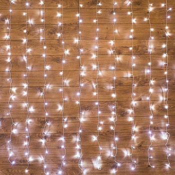 Гирлянда светодиодная "Светодиодный Дождь" 1.5х1.5м LED бел. свечение с динамикой провод прозр. 230В Neon-Night 235-015