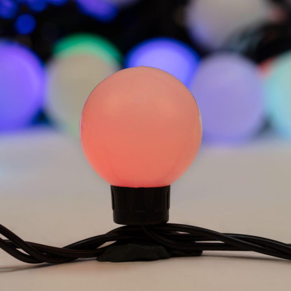Гирлянда светодиодная "Мультишарики" 10м d38мм 40LED RGB 5Вт 220-240В IP65 провод ПВХ черн. Neon-Night 303-579