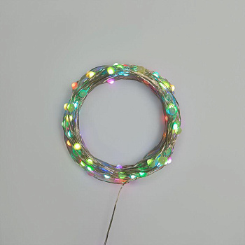 Гирлянда "Роса" 10м 100LED RGB IP44 с пультом 8 режимов элементы питания 3хAA Neon-Night 303-259