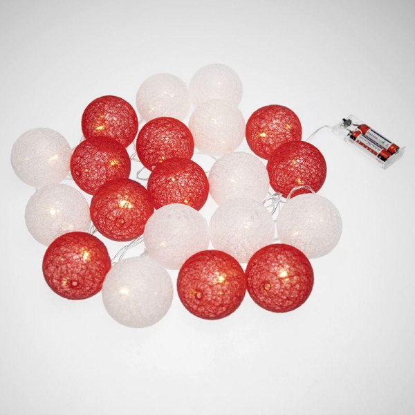 Гирлянда светодиодная "Тайские фонарики "Магия" 3.5м 20LED тепл. бел. 1Вт IP20 провод ПВХ прозр. элементы питания 2хAA (не в компл.) Neon-Night 303-088