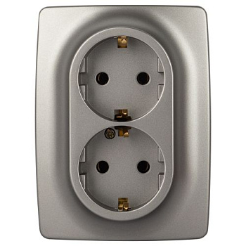 Розетка 2-м СП Эра12 12-2106-16 16А 250В 2X2P+E Schuko титан Эра Б0065706
