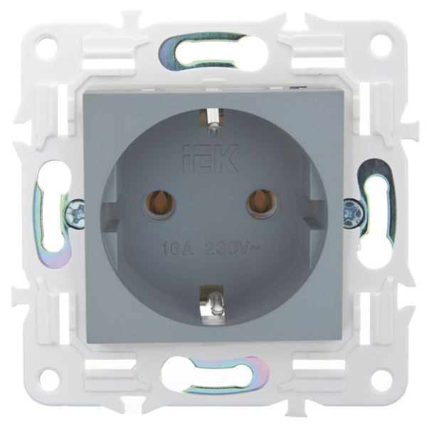 Розетка SKANDY 16А с заземл. без защ. шторок SK-R05Gr сер. IEK SK-R11-16-K03