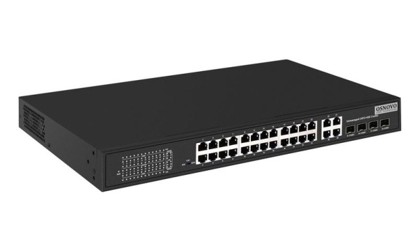 Коммутатор PoE SW-62444(400Вт) Fast Ethernet на 24хRJ45 портов + 4хGE Combo uplink порта OSNOVO 13236