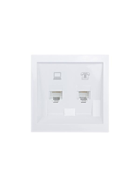 Розетка компьютерная + телефонная СП ZIMA IP20 механизм бел. LEZARD 704-0288-143