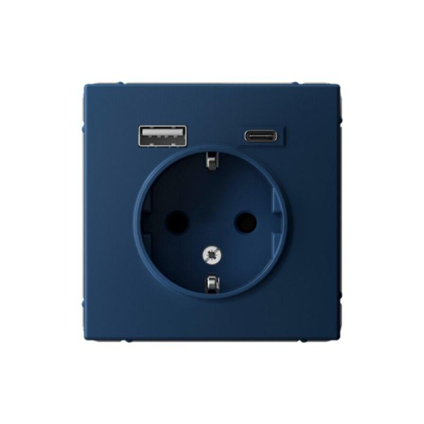 Розетка ArtGallery 16А с 2-мя заряд. устройствами USB A+C 5В/2.4А/3А 2х5В/1.5А механизм аквамарин SE GAL001132