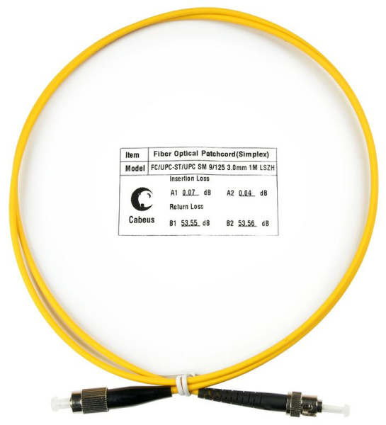 Шнур оптический FOP(s)-9-FC-ST-1m simplex FC-ST 9/125 sm 1м LSZH Cabeus 7504c