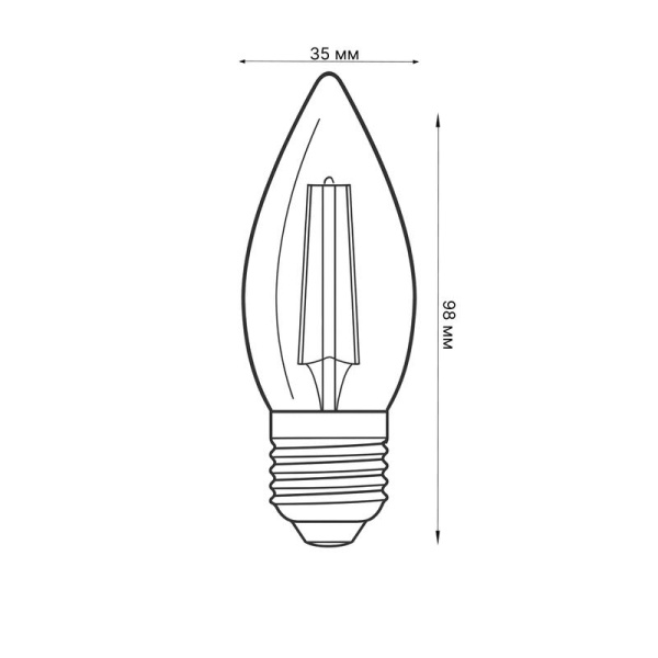 Лампа светодиодная LED-C35-5.5W/4000K/E27/CL/SLF 5.5Вт свеча прозрачная 4000К бел. свет E27 Volpe UL-00008464