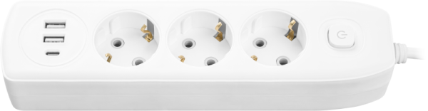 Удлинитель 3х5м с заземл. 10А IP20 90 840 OPE-USB-03-500-ESC-3x1 USB 2xType-A + Type-C с кнопкой ОНЛАЙТ 90840