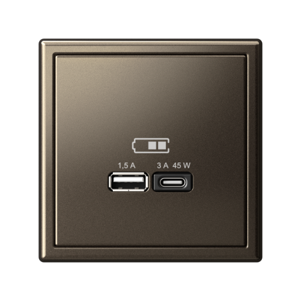 Розетка USB ArtGallery тип A+C 45Вт QC PD высокоскор. ЗУ механизм мокко SE GAL000629