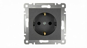 Розетка 1-м СП Karea 16А IP20 с заземл. механизм дым. металлик Makel 57050028