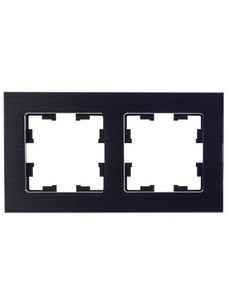 Рамка 2-м BRITE РУ-2-1-БрЧ металл черн. IEK BR-M22-M-K02