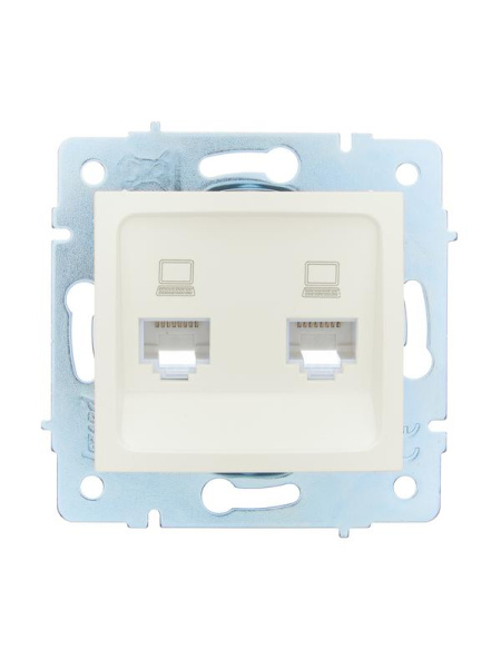 Розетка компьютерная 2-м СП ASTI IP20 RJ45 механизм жемчуж./бел. перламутр. LEZARD 7081-3088-141