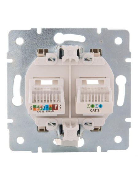 Розетка компьютерная + телефонная 2-м СП Karina RJ45 + RJ11 механизм крем. LEZARD 707-0388-143