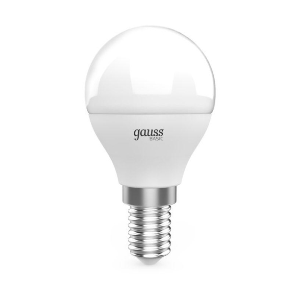 Лампа светодиодная Basic 5.5Вт шар 3000К E14 525лм (уп.3шт) GAUSS 10531152T