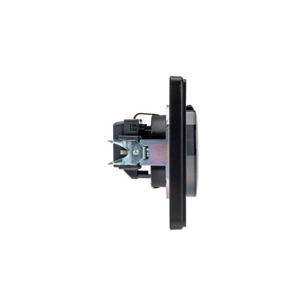 Розетка 1-м СП ROUND MIELE 16А с заземл. защ. шторки и крышкой оникс Kranz KR-78-0702-3