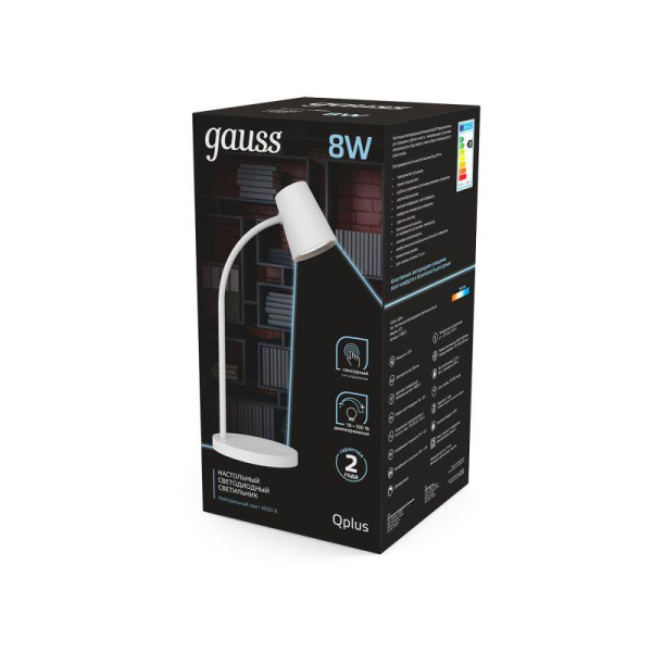 Светильник светодиодный настольный Qplus 8Вт 4000К 600лм 5В диммир. бел. GAUSS GT6031