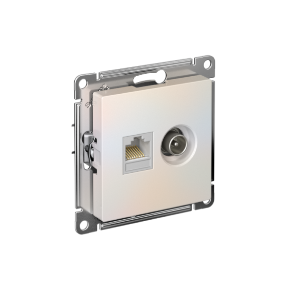 Розетка компьютерная + телевизионная 2-м СП AtlasDesign RJ45 кат.5E + TV механизм жемчуж. SE ATN000489