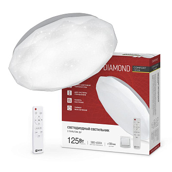 Светильник светодиодный COMFORT DIAMOND 125Вт 3000-6500К 10000лм 230В 500х105мм с пультом ДУ IN HOME 4690612059488