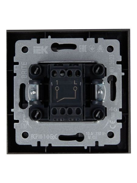 Выключатель 1-кл. СП BRITE ВСР10-1-0-БрС 10А в сборе сталь IEK BR-V10-0-10-K46-F