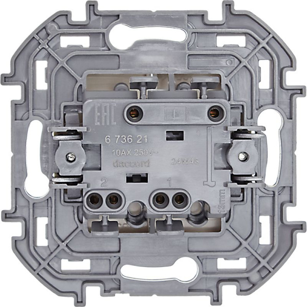 Выключатель 2-кл. Inspiria 10А IP20 250В 10AX механизм сл. кость IEK 673621