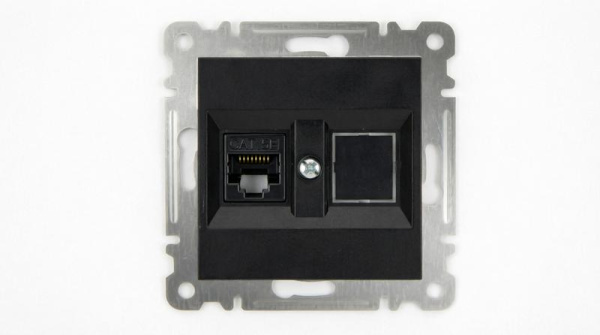Розетка компьютерная 2-м Cat 5 СП 16А IP20 250В Karea механизм черн. Makel 57054035