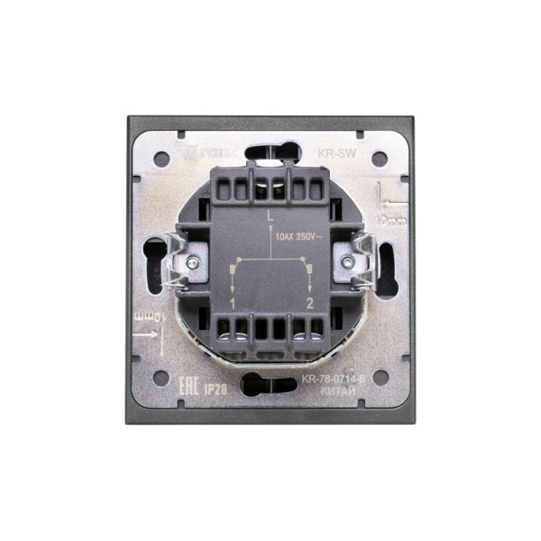 Выключатель 2-кл. СП STRONG MIELE 10А с подсветкой графит Kranz KR-78-0714-6